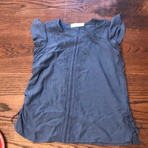 Blue flutter sleeve top